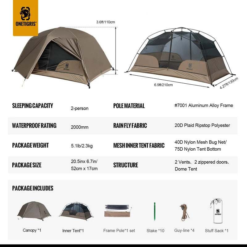 Easy Setup Instant 2 Person Camping Tent